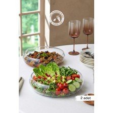 Glamis Selen Concept Simge Model Büyük Boy El Yapımı Cam Salata Kasesi 2'li Set