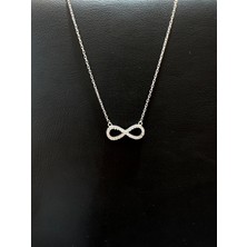Luna Gümüş Taşlı Küçük Boy Sonsuzluk Kadın Gümüş Kolye