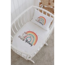 Lilabio Isme Özel %100 Pamuk Lastiksiz Park Yatak Çarşaf Seti (100X120) Minnie Unicorn