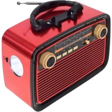 Renklime Nostaljik Görünümlü Ahşap Radyo Tf Sd USB Girişli LED Fener Işıklı