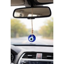 Mavi 4 cm Cam Nazar Boncuğu Araç Dikiz Aynası Süsü – Minimal Ipli Oto Iç Aksesuar