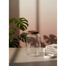 Faralya Home Akasya Kapaklı Cam Saklama Kavanozu 15X25 cm Düzenleyici Saklama Kabı Organizer