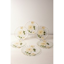 Faralya Home Pasta Tabağı 6'lı 20CM Çiçek Dekor Tatlı Tabağı , Sunum Tabağı