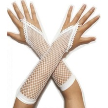 Zero Land Storozde Beyaz Renk Parmak Arası File Örgü Eldiven 26 cm