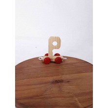 Lal Dizayn Dekoratif Tekerlekli Ahşap Harf - P