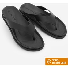 Marjin Kadın Hakiki Deri Parmak Arası Günlük Terlik Tarkin Siyah