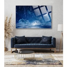 Beta Moda Hub Gökyüzünü Aydınlatan Yarım Ay 4mm Lüks Kırılmaz Temperli Yüksek Çözünürlüklü Cam Tablo