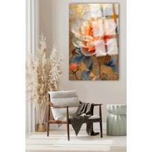 Beta Moda Hub Gold Detay Çiçek Cam Tablo Ultra Canlı Renkli Kırılmaz Cam Tablo Ev Hediyesi Ofis Hediyesi