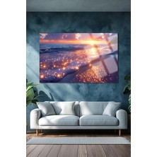 Beta Moda Hub Deniz Sahil Plaj Manzarası Parıldayan Kumsal Yatay Cam Tablo Kırılmaz Lüks Cam Tablo Ev Hediyesi