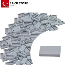 LEGO Yedek Parçalar, 100 Adet 1x2 Tile Düz Fayans Parçası, Açık Gri ( Light Bluish Gray), 3069