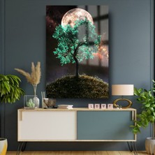 Beta Moda Hub Dolunay ve Ağaç Tasarımı Kırılmaz Cam Tablo Ev Hediyesi Iş Yeri Hediyesi Cam Tablo