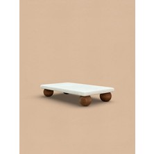 Faralya Home Mermer Yağlık Altlık 20x10 cm 30 mm Ahşap Ayaklı Şık Tasarım ile Doğal Estetik Sunum