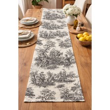 Elvya Toile De Jouy | %100 Pamuk Dekoratif Masa Runner 40X110 cm - ZT310