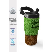 Coral High Yeşil Kahverengi High Craft Desenli Katlanır Ağızlıklı Çelik Termos 600ML 38916