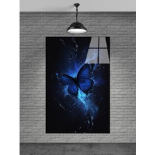 Beta Moda Hub Mavi Kelebekler Cam Tablo Ev Dekorasyon,balkon Dekorasyonu,dekoratif,duvar Tablo,mutfak Tablo