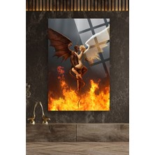 Beta Moda Hub Melek ve Şeytan 4mm Lüks Kırılmaz Temperli Yüksek Çözünürlüklü Cam Tablo