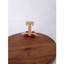 Lal Dizayn Dekoratif Tekerlekli Ahşap Harf - T