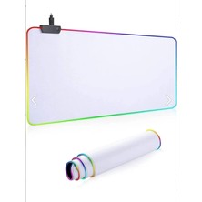 quand tech Gaming Oyuncu Mouse Pad Beyaz Rgb Speed Yüzey 13+1 Farklı Değişen Ledli ,80X30 cm