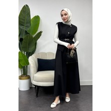 Tesettür Diyarı Milano Dabıl Krep Kumaş 2 Li Takım-Siyah