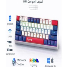 CAILON Rgb Blue Switch Mekanik Gaming Klavye Bluetooth 2.4ghz Kablosuz USB Windows Mac Uyumlu