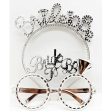 Zero Land Storozde Bride To Be Yazılı Taç ve Bride To Be Yazılı Gözlük Seti Gümüş Renk