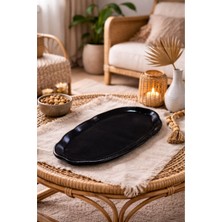 Dalgalı Kenar Siyah Dekoratif Sunum Tepsisi