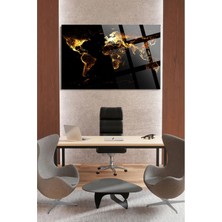 Beta Moda Hub Işıltılı Dünya Haritası Ofis, Ev Için Harita 4mm Kırılmaz Temperli Yüksek Çözünürlüklü Cam Tablo