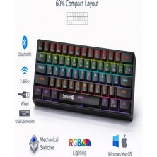 CAILON Rgb Blue Switch Mekanik Gaming Klavye Bluetooth 2.4ghz Kablosuz USB Windows Mac Uyumlu