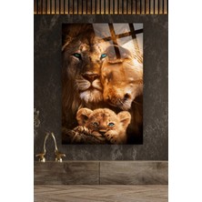Beta Moda Hub Aslan Ailesi Leo Family 4mm Kırılmaz Temperli Yüksek Çözünürlüklü Cam Tablo