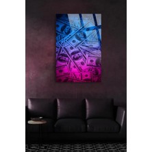 Beta Moda Hub Neon Dolar Uv Baskılı Kırılmaz Cam Tablo, Ev ve Ofis Yüksek Çözünürlüklü 4mm Cam Tablo