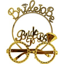 Zero Land Storozde Bride To Be Yazılı Taç ve Bride To Be Yazılı Gözlük Seti Altın Renk