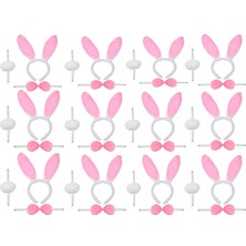 Skygo Pembe Tavşan Kostüm Seti – Taç Ponpon Kuyruk 12 Li Paket