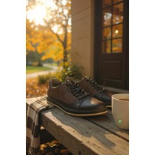 Enoch Hakiki Deri Kahverengi Bağcıklı Günlük Erkek Comfort Ayakkabı