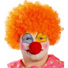 Meks Turuncu Renk Kıvırcık Afro Palyaço Seti