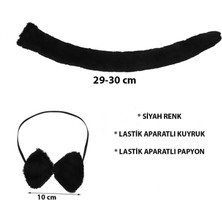 Zero Land Storozde Peluş Siyah Renk Kuyruk ve Papyon Yetişkin Çocuk Uyumlu