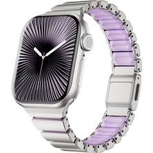 Lopard Apple Watch 10 42MM Saf Hafif Metal Silikon Sportif Kordon Manyetik Tokalı Dlc Kaplama KRD-149