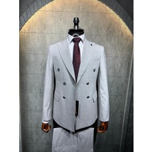 Dupont Çizgili Kruvaze Takım Elbise