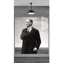 Beta Moda Hub Gazi Mustafa Kemal Atatürk Tablosu Temperli Cam Üzerine Sevgilinize Yılbaşı Hediye