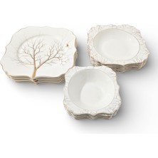 Sudedi Home Altın Ağaç Desenli Porselen Yemek Takımı 18 Parça