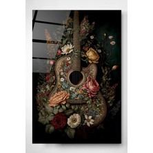 Beta Moda Hub Çiçekli Gitar Cam Tablo, Dekoratif Cam Tablo