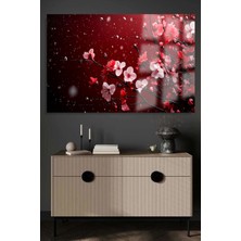 Beta Moda Hub Kırmızı ve Siyahın Harika Uyumu Açan Çiçekler Lüks Kırılmaz Cam Tablo Ev Hediyesi Tablo