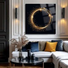 Beta Moda Hub Gold Ay Ultra Yüksek Çözünürlük Kare Cam Tablo Ev Iş Yeri Ofis Hediyesi Soyut Tasarım Tablo