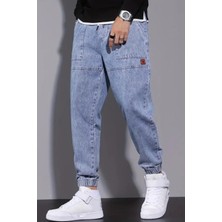 Tarz Cool Erkek Bel ve Paça Lastikli Jogger Kot Pantolon