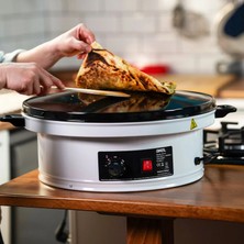 MiraLive Katmer - Yufka Sacı Termostatlı - Standlı 3000W Emaye Kaplı Geniş Üst Yüzey 53CM Genişlik AT-111B (4887)