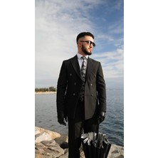 Dupont Çizgili Kruvaze Takım Elbise