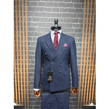 Dupont Çizgili Kruvaze Takım Elbise