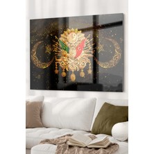 Beta Moda Hub Gold Detaylı Osmanlı Tuğrası | Osmanlı Temalı Cam Tablo | 50X70 cm