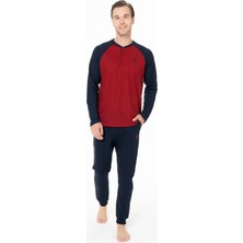 U.S. Polo Assn. U.s Polo Assn. Erkek Büyük Beden Uzun Kollu Yakası Üç Düğmeli Paçası Bantlı Pijama Takımı S26960