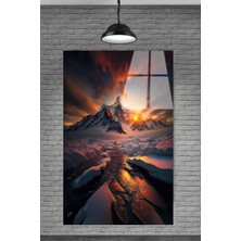 Beta Moda Hub Metacam Kar ve Dağ Manzarası Cam Tablosu