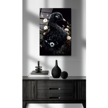 Beta Moda Hub Siyah Kuğu Cam Tablo, Dekoratif Cam Tablo